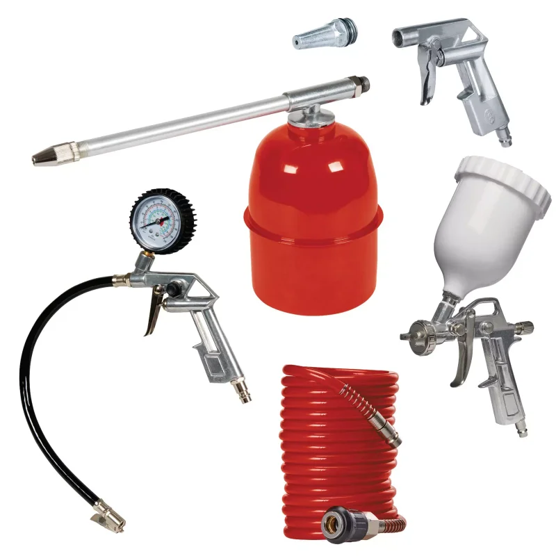 Kit Einhell 4132720 con inflador analógico, soplado, pistolas de pintura y pulverización y manguera espiral